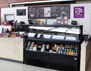 PJ’s Coffee convenience store partnership showcasing coffee franchise expansion into nontraditional locations.